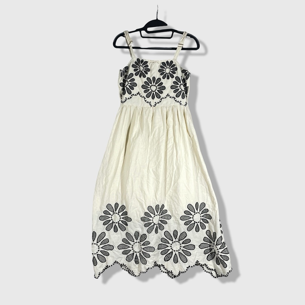 Dress Nado Embroidered Midi Dress Womens Large Cream Boho Cottagecore Coastal